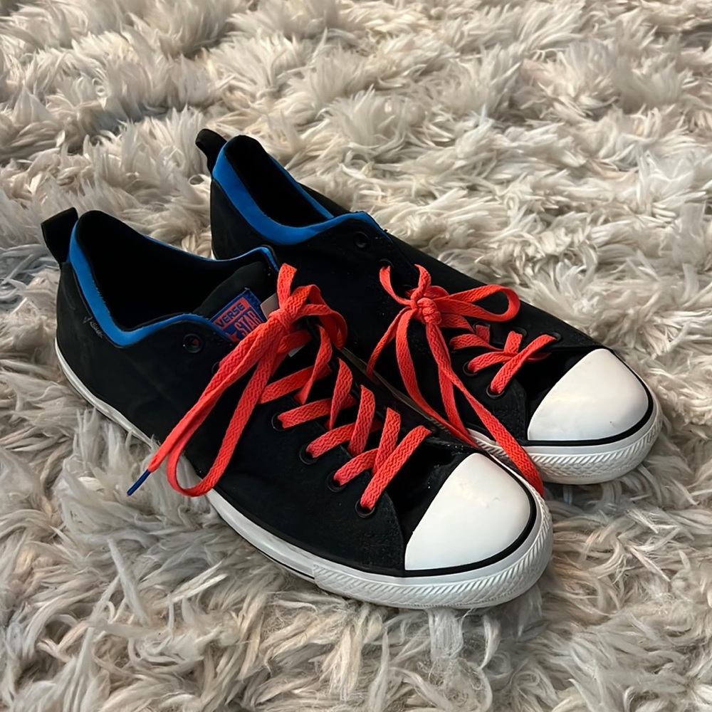 Converse all star special edition, with blue and bright orange coloring. 13w